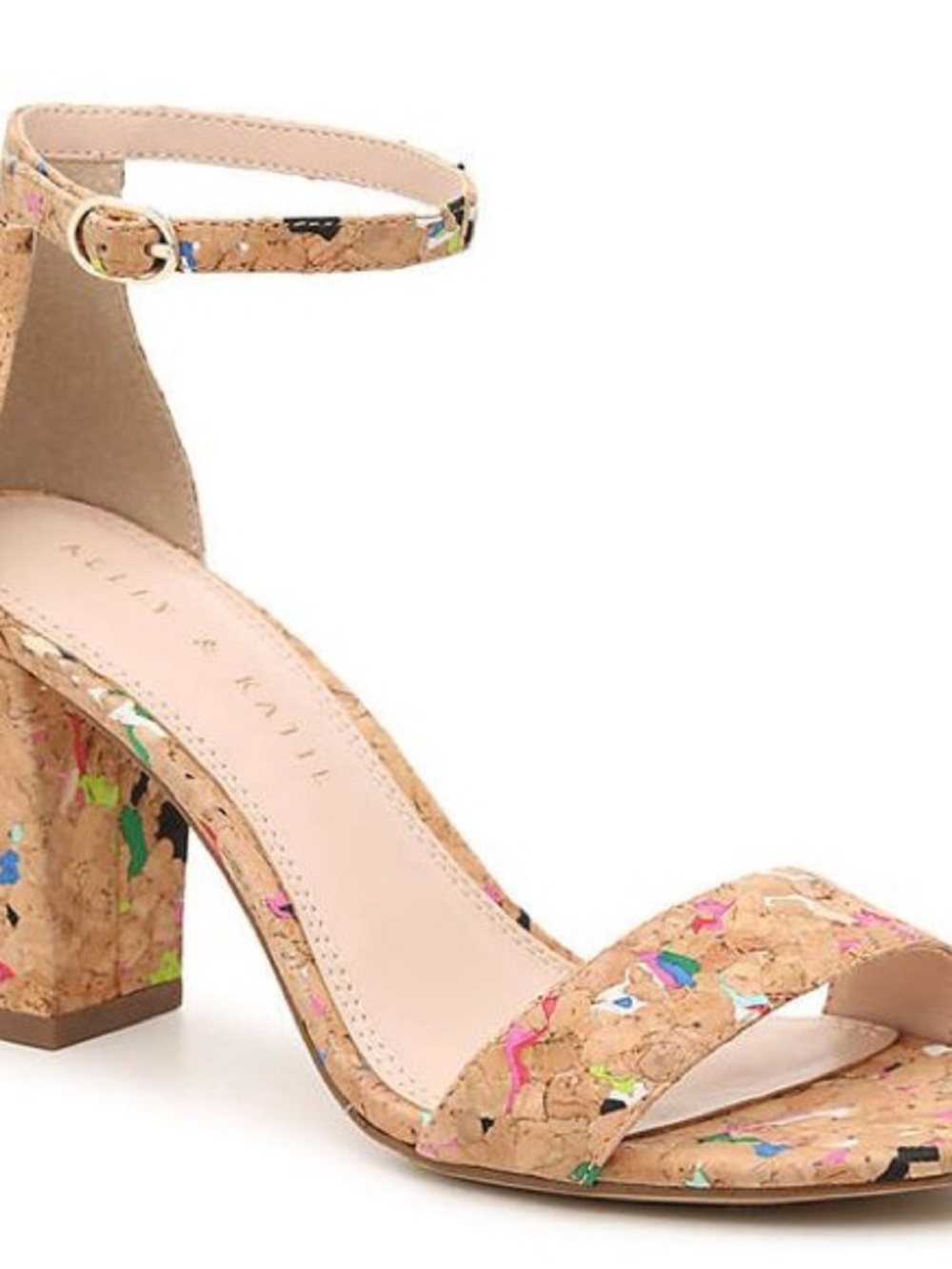 Kelly & Katie Cork Confetti Block Heel Sandals | Size 8M | Ankle Strap | DSW